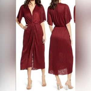 All in Favor Red Holiday MIDI Dress XS